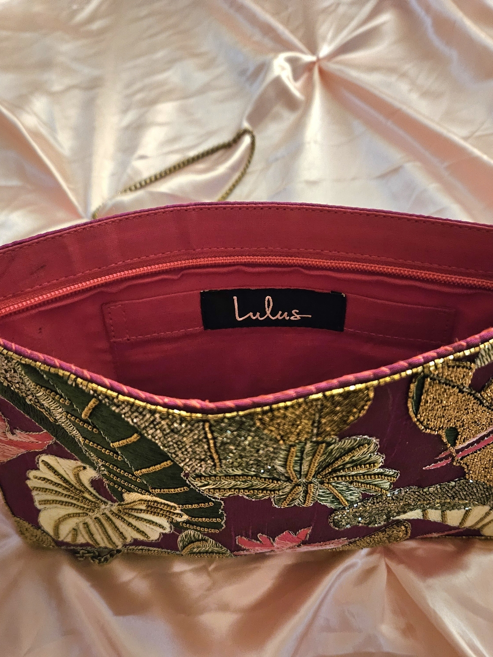 Lulus Embroidered Tropical Motif Crossbody Bag in Plum - Picture 3 of 4